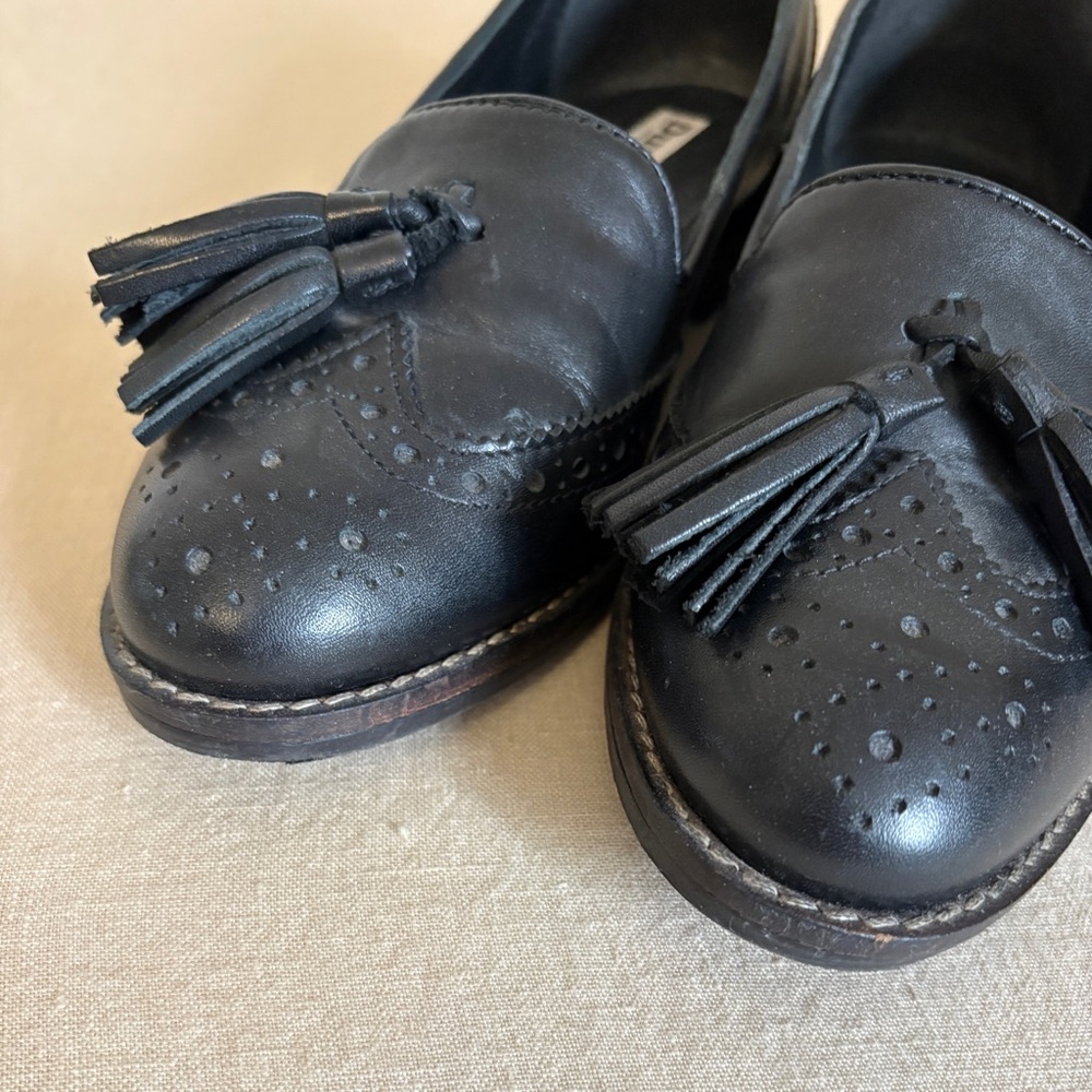 Dune London Black Leather Tassel Loafers 7 - Picture 6 of 8